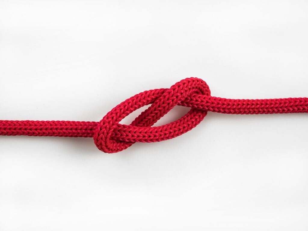 A knot tied with a rope.