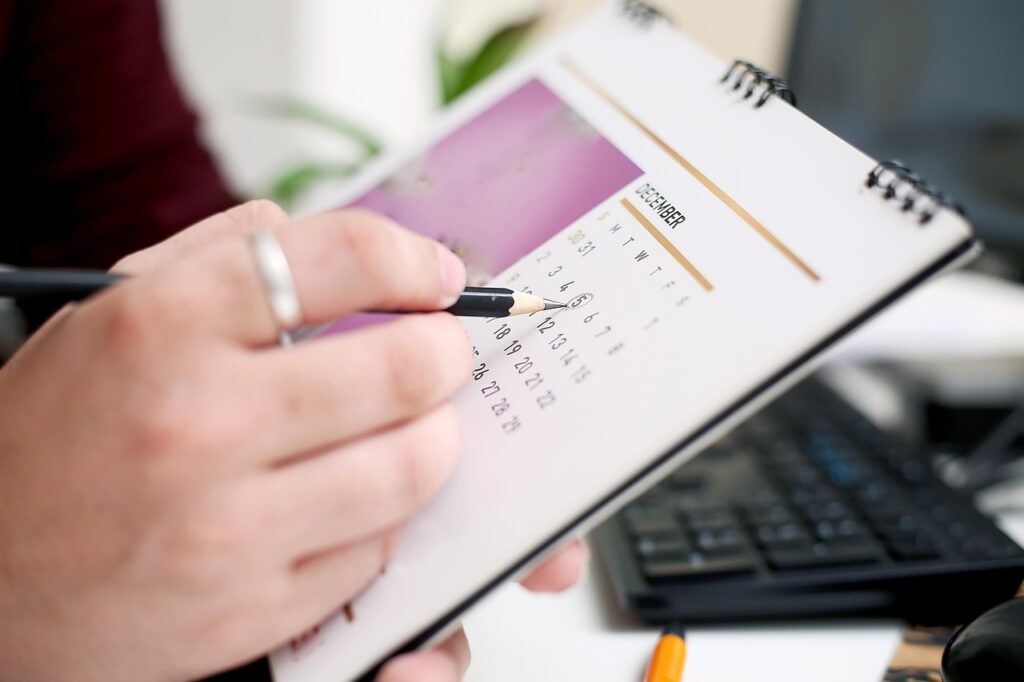 A calendar with a date circled. 